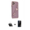 MARSİLYAN™- iPhone 11 Pro Kılıf Nova Işık Prime - Siyah 3D Antistatik Hayalet Cam Ekran Koruyucu + Kamera Lens Koruma Cam - SF