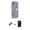 MARSİLYAN™- iPhone 11 Pro Kılıf Nova Işık Prime - Siyah 3D Antistatik Hayalet Cam Ekran Koruyucu + Metal Kamera Lens Koruma Cam - KI