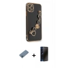 MARSİLYAN™- iPhone 11 Pro Kılıf Nova Işık Prime - Siyah 3D Antistatik Hayalet Cam Ekran Koruyucu + Shine Kamera Lens Koruma Cam - MI