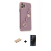 MARSİLYAN™- iPhone 11 Pro Kılıf Nova Işık Prime - Siyah 3D Antistatik Hayalet Cam Ekran Koruyucu + Renkli Kamera Lens Koruma Cam - TU