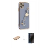 MARSİLYAN™- iPhone 11 Pro Kılıf Nova Işık Prime - Siyah 3D Antistatik Hayalet Cam Ekran Koruyucu + Renkli Kamera Lens Koruma Cam - TU