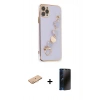 MARSİLYAN™- iPhone 11 Pro Kılıf Nova Işık Prime - Siyah 3D Antistatik Hayalet Cam Ekran Koruyucu + Renkli Kamera Lens Koruma Cam - TU
