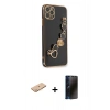 MARSİLYAN™- iPhone 11 Pro Kılıf Nova Işık Prime - Siyah 3D Antistatik Hayalet Cam Ekran Koruyucu + Renkli Kamera Lens Koruma Cam - TU