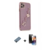 MARSİLYAN™- iPhone 11 Pro Kılıf Nova Işık Prime - Siyah 3D Antistatik Mat Seramik Nano Ekran Koruyucu + Gökkuşağı Shine Kamera Lens Koruma Cam