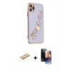 MARSİLYAN™- iPhone 11 Pro Kılıf Nova Işık Prime - Siyah 3D Antistatik Mat Seramik Nano Ekran Koruyucu + Pembe Renkli Kamera Lens Koruma Cam