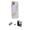 MARSİLYAN™- iPhone 11 Pro Kılıf Nova Işık Prime - Siyah 3D Antistatik Mat Seramik Nano Ekran Koruyucu + Pembe Shine Kamera Lens Koruma Cam