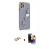 MARSİLYAN™- iPhone 11 Pro Kılıf Nova Işık Prime - Siyah 3D Antistatik Mat Seramik Nano Ekran Koruyucu + Pembe Renkli Kamera Lens Koruma Cam