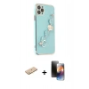 MARSİLYAN™- iPhone 11 Pro Kılıf Nova Işık Prime - Siyah 3D Antistatik Mat Seramik Nano Ekran Koruyucu + Pembe Renkli Kamera Lens Koruma Cam