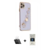 MARSİLYAN™- iPhone 11 Pro Kılıf Nova Işık Prime - Siyah 5D Hayalet Cam Ekran Koruyucu + Kamera Lens Koruma Cam - SF
