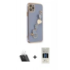 MARSİLYAN™- iPhone 11 Pro Kılıf Nova Işık Prime - Siyah 5D Hayalet Cam Ekran Koruyucu + Kamera Lens Koruma Cam - SF