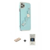 MARSİLYAN™- iPhone 11 Pro Kılıf Nova Işık Prime - Siyah 5D Hayalet Cam Ekran Koruyucu + Mavi Renkli Kamera Lens Koruma Cam