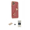 MARSİLYAN™- iPhone 11 Pro Kılıf Nova Işık Prime - Siyah 5D Hayalet Cam Ekran Koruyucu + Pembe Renkli Kamera Lens Koruma Cam
