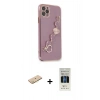 MARSİLYAN™- iPhone 11 Pro Kılıf Nova Işık Prime - Siyah 5D Hayalet Cam Ekran Koruyucu + Pembe Renkli Kamera Lens Koruma Cam