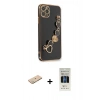 MARSİLYAN™- iPhone 11 Pro Kılıf Nova Işık Prime - Siyah 5D Hayalet Cam Ekran Koruyucu + Renkli Kamera Lens Koruma Cam - YL