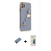 MARSİLYAN™- iPhone 11 Pro Kılıf Nova Işık Prime - Siyah 6D Mat Seramik Hayalet Nano Ekran Koruyucu + Pembe Shine Kamera Lens Koruma Cam