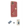 MARSİLYAN™- iPhone 11 Pro Kılıf Nova Işık Prime - Siyah 6D Mat Seramik Hayalet Nano Ekran Koruyucu + Pembe Shine Kamera Lens Koruma Cam