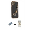 MARSİLYAN™- iPhone 11 Pro Kılıf Nova Işık Prime - Siyah Mat Seramik Nano Ekran Koruyucu + Gümüş Shine Kamera Lens Koruma Cam