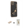 MARSİLYAN™- iPhone 11 Pro Kılıf Nova Işık Prime - Siyah Mat Seramik Nano Ekran Koruyucu + Mavi Renkli Kamera Lens Koruma Cam