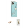 MARSİLYAN™- iPhone 11 Pro Kılıf Nova Işık Prime - Siyah Mat Seramik Nano Ekran Koruyucu + Mavi Renkli Kamera Lens Koruma Cam