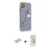 MARSİLYAN™- iPhone 11 Pro Kılıf Nova Işık Prime - Siyah Mat Seramik Nano Ekran Koruyucu + Pembe Renkli Kamera Lens Koruma Cam
