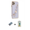 MARSİLYAN™- iPhone 11 Pro Kılıf Nova Işık Prime - Siyah Polymer Nano Ekran Koruyucu + Metal Kamera Lens Koruma Cam - KI