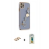 MARSİLYAN™- iPhone 11 Pro Kılıf Nova Işık Prime - Siyah Polymer Nano Ekran Koruyucu + Renkli Kamera Lens Koruma Cam - MI