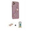 MARSİLYAN™- iPhone 11 Pro Kılıf Nova Işık Prime - Siyah Polymer Nano Ekran Koruyucu + Renkli Kamera Lens Koruma Cam - TU