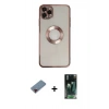 MARSİLYAN™- iPhone 11 Pro Kılıf Pusula Form - Şeffaf 360 Full Body Arka Koruyucu + Metal Kamera Lens Koruma Cam - KI