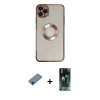 MARSİLYAN™- iPhone 11 Pro Kılıf Pusula Form - Şeffaf 360 Full Body Arka Koruyucu + Shine Kamera Lens Koruma Cam - GD