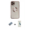 MARSİLYAN™- iPhone 11 Pro Kılıf Pusula Form - Şeffaf Pasifik Cam Ekran Koruyucu + Shine Kamera Lens Koruma Cam - PE