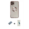 MARSİLYAN™- iPhone 11 Pro Kılıf Pusula Form - Şeffaf Pasifik Cam Ekran Koruyucu + Shine Kamera Lens Koruma Cam - GS