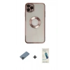 MARSİLYAN™- iPhone 11 Pro Kılıf Pusula Form - Şeffaf Pasifik Cam Ekran Koruyucu + Shine Kamera Lens Koruma Cam - SH
