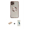 MARSİLYAN™- iPhone 11 Pro Kılıf Pusula Form - Şeffaf Pasifik Cam Ekran Koruyucu + Renkli Kamera Lens Koruma Cam - TU