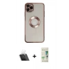 MARSİLYAN™- iPhone 11 Pro Kılıf Pusula Form - Siyah 20D Premium Cam Ekran Koruyucu + Kamera Lens Koruma Cam - SF