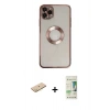 MARSİLYAN™- iPhone 11 Pro Kılıf Pusula Form - Siyah 20D Premium Cam Ekran Koruyucu + Renkli Kamera Lens Koruma Cam - PE