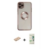 MARSİLYAN™- iPhone 11 Pro Kılıf Pusula Form - Siyah 20D Premium Cam Ekran Koruyucu + Renkli Kamera Lens Koruma Cam - TU