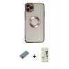 MARSİLYAN™- iPhone 11 Pro Kılıf Pusula Form - Siyah 20D Premium Cam Ekran Koruyucu + Shine Kamera Lens Koruma Cam - MI