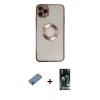MARSİLYAN™- iPhone 11 Pro Kılıf Pusula Form - Siyah 360 Mat Full Body Arka Koruyucu + Shine Kamera Lens Koruma Cam - MI