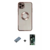 MARSİLYAN™- iPhone 11 Pro Kılıf Pusula Form - Siyah 360 Mat Full Body Arka Koruyucu + Shine Kamera Lens Koruma Cam - GS