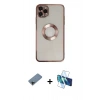 MARSİLYAN™- iPhone 11 Pro Kılıf Pusula Form - Siyah 3D Antistatik Cam Ekran Koruyucu + Shine Kamera Lens Koruma Cam - SH