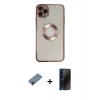 MARSİLYAN™- iPhone 11 Pro Kılıf Pusula Form - Siyah 3D Antistatik Hayalet Cam Ekran Koruyucu + Shine Kamera Lens Koruma Cam - SH
