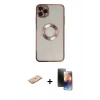 MARSİLYAN™- iPhone 11 Pro Kılıf Pusula Form - Siyah 3D Antistatik Mat Seramik Nano Ekran Koruyucu + Renkli Kamera Lens Koruma Cam - TU