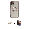 MARSİLYAN™- iPhone 11 Pro Kılıf Pusula Form - Siyah 3D Antistatik Mat Seramik Nano Ekran Koruyucu + Renkli Kamera Lens Koruma Cam - SI