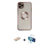 MARSİLYAN™- iPhone 11 Pro Kılıf Pusula Form - Siyah 3D Antistatik Seramik Nano Ekran Koruyucu + Renkli Kamera Lens Koruma Cam - MI