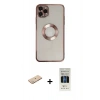 MARSİLYAN™- iPhone 11 Pro Kılıf Pusula Form - Siyah 5D Hayalet Cam Ekran Koruyucu + Renkli Kamera Lens Koruma Cam - YL