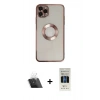 MARSİLYAN™- iPhone 11 Pro Kılıf Pusula Form - Siyah 5D Hayalet Cam Ekran Koruyucu + Şeffaf Kamera Lens Koruma Cam