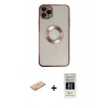 MARSİLYAN™- iPhone 11 Pro Kılıf Pusula Form - Siyah 5D Hayalet Cam Ekran Koruyucu + Renkli Kamera Lens Koruma Cam - TU