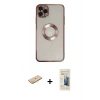 MARSİLYAN™- iPhone 11 Pro Kılıf Pusula Form - Siyah 6D Mat Seramik Hayalet Nano Ekran Koruyucu + Renkli Kamera Lens Koruma Cam - SI
