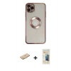 MARSİLYAN™- iPhone 11 Pro Kılıf Pusula Form - Siyah 6D Mat Seramik Hayalet Nano Ekran Koruyucu + Renkli Kamera Lens Koruma Cam - PE