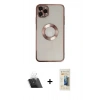 MARSİLYAN™- iPhone 11 Pro Kılıf Pusula Form - Siyah 6D Mat Seramik Hayalet Nano Ekran Koruyucu + Kamera Lens Koruma Cam - SF
